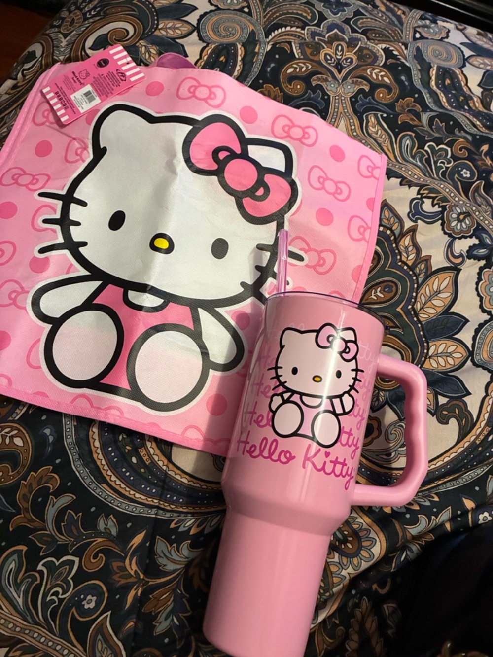 Hello Kitty Pink Tote and Pink Travel Mug Duo